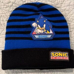 Sonic the Hedgehog Blue/Black Striped Beanie Hat – Kids/Youth